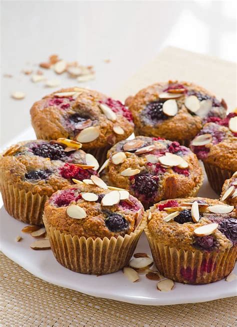 Almond Muffins with Berries - iFOODreal - Healthy Family Recipes