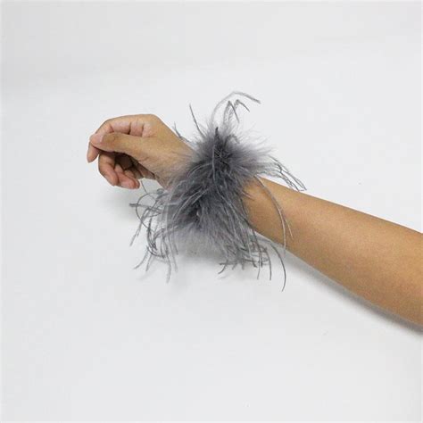 Cheap Women Fur Sleeve Cuff Solid Color Real Fur Ostrich Feather Cuffs