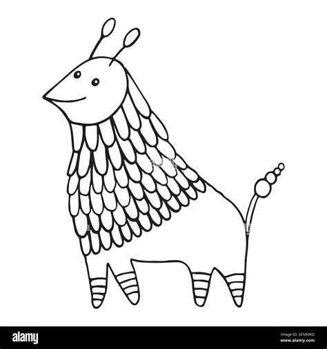 Fantasy animal character decorative coloring page children and adult ...