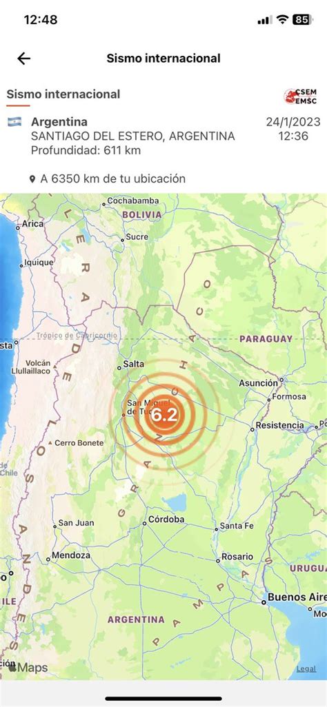 Skyalert On Twitter Sismo Al Norte De Argentina Magnitud Emsc