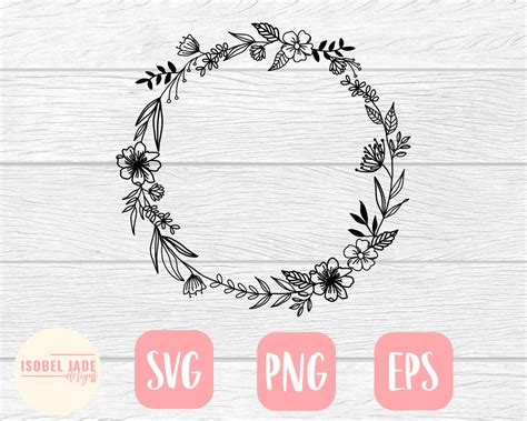 Sign Svg Eps Flower Wreath Svg Floral Svg Wreath Svg Dxf Line Drawing ...