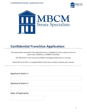 Fillable Online CONFIDENTIAL FRANCHISE APPLICATION FORM Fax Email Print