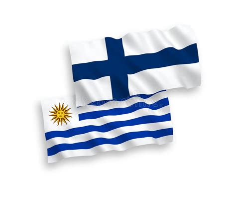 Banderas De Finlandia Y La Rep Blica Oriental De Uruguay Sobre Un Fondo