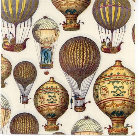 Decoupage Napkins Vintage Americana Balloons Airships Montgolfier