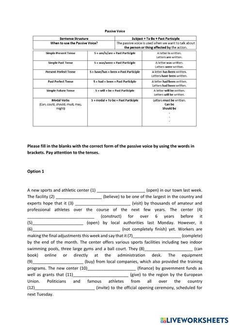 Passive Voice Worksheet Online Activity Live Worksheets