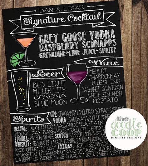 Custom Rustic Bar Menu Sign For Weddings Signature Cocktail Etsy Bar Menu Wedding Wedding