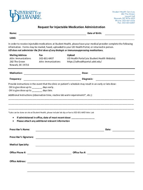 Fillable Online Request For Injectable Medication Administration Fax Email Print Pdffiller