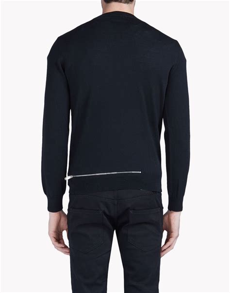 Dsquared2 Zipped Crew Neck Pullover Black Sweaters For Men Official