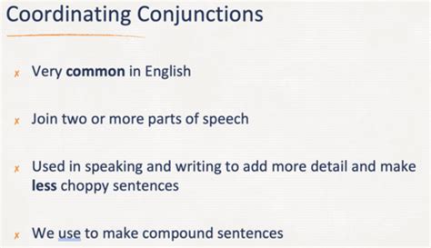 Coordinating Conjunctions Flashcards Quizlet