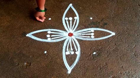 Chithirai Madham Easy Flowers Kolam 5 1 Begginners Rangoli Pandaga