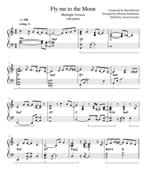 Fly Me To The Moon Sheet Music For Piano Solo