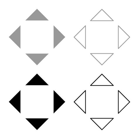 Four Arrows Pointing From The Center Symbol Location Set Icon Grey Black Color Vector