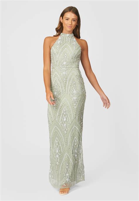 Beauut Embellished Sequins Robe De Cocktail Sage Green Vert Clair