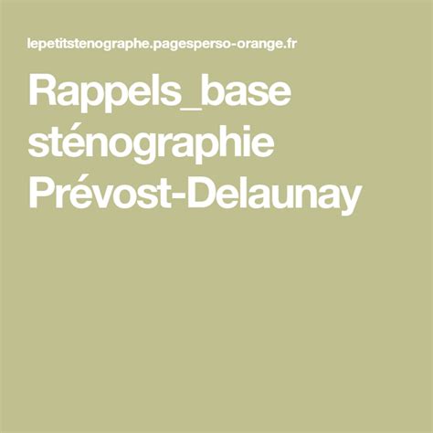 Rappels Base St Nographie Pr Vost Delaunay Exercice En Ligne Rappel