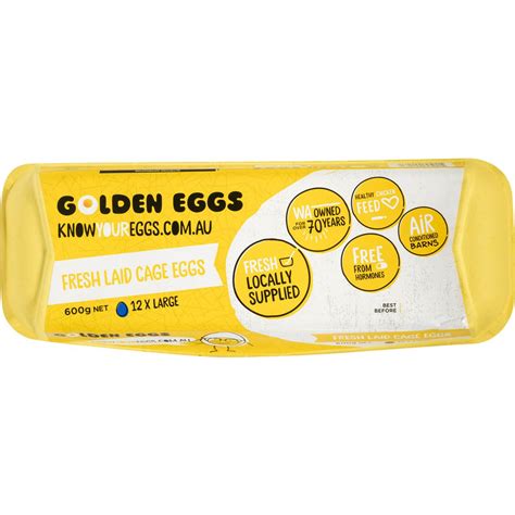 Golden Eggs 12 Large Caged Eggs 600g Woolworths