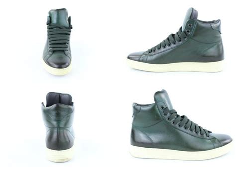 Tom Ford Green Russel Leather High Top Sneaker Mj Sneakers Boots