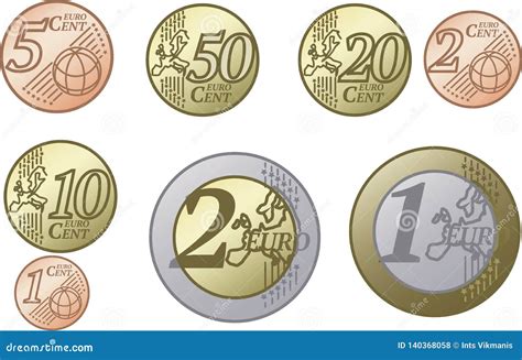 All European Union Euro Coins Stock Vector Illustration Of Euro