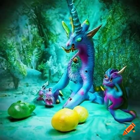 Mythical Creatures And Mutant Omega Mart Lemon Fruit Monster In A