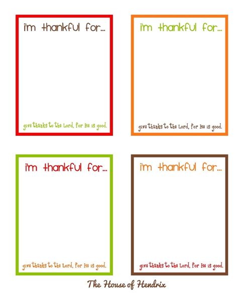 I Am Thankful Printable Sheet