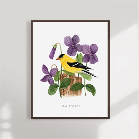 New Jersey State Bird Art Print New Jersey Goldfinch And Etsy