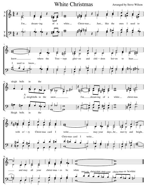 White Christmas Acapella Satb Sheet Music For Female Male Choral