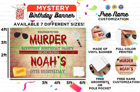 Mystery Birthday Banner Murder Mystery Party Decor Custom Etsy