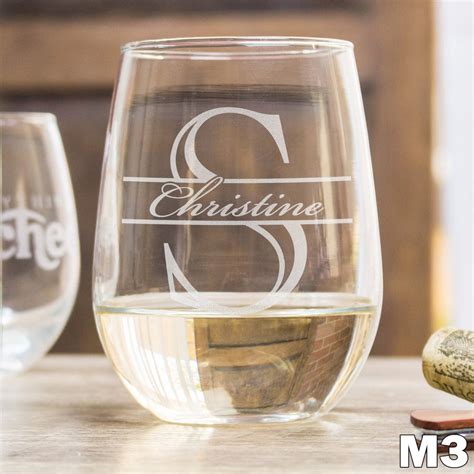 Etched Stemless White Wine Glasses Love Design N4 Everything Etched