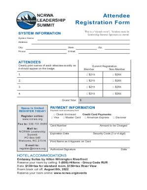 Fillable Online Pdf Attendee Registration Form Fax Email Print Pdffiller