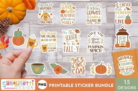 Fall Lettering And Graphics Sticker Bundle Afbeelding Door Sanqunetti