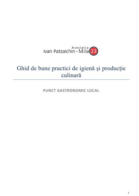 PDF Ghid de bune practici de igienă și producție culinară DOKUMEN TIPS