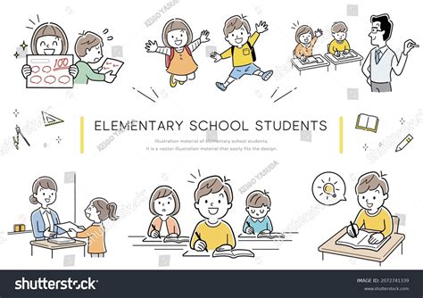 Vector Illustration Material Elementary School Life Stock Vector