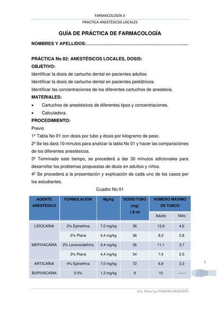 Gu A De Pr Cticas De Farmacolog A Katterine Sherly Zelada Mauricio