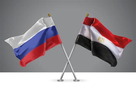 Premium Photo Two Crossed Flags Of Egypt And Russia