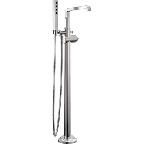 Delta Tetra Freestanding Tub Filler With Hand Held Shower Bathtub Faucet Floor Mount Tub