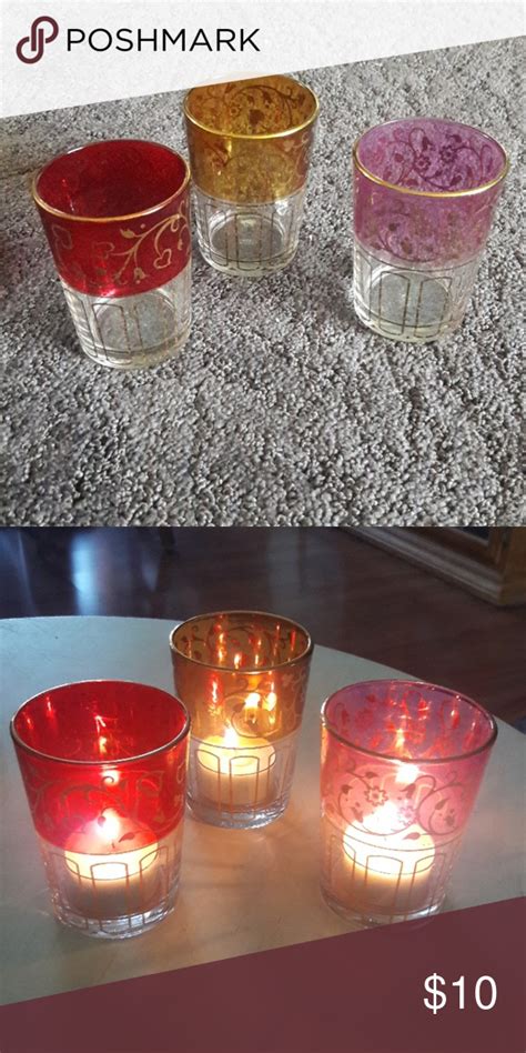 Partylite 3 Glass Votives Glass Votives Votives Glass