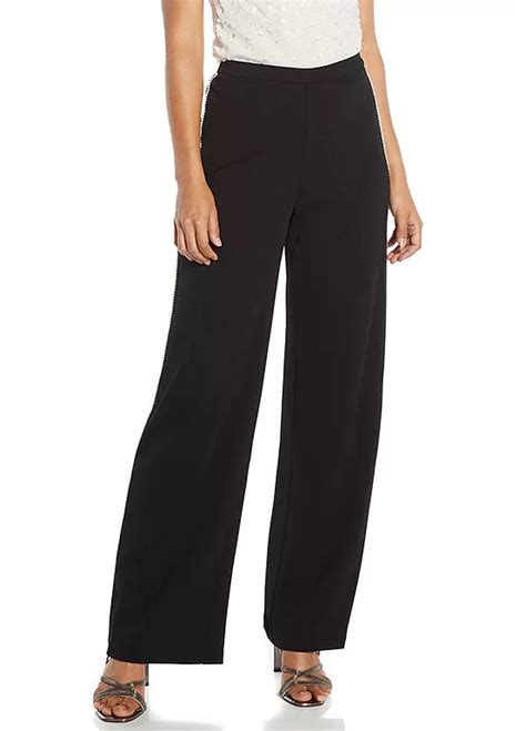 Adrianna Papell Pearl Embellished Knit Crepe Pant Freemans