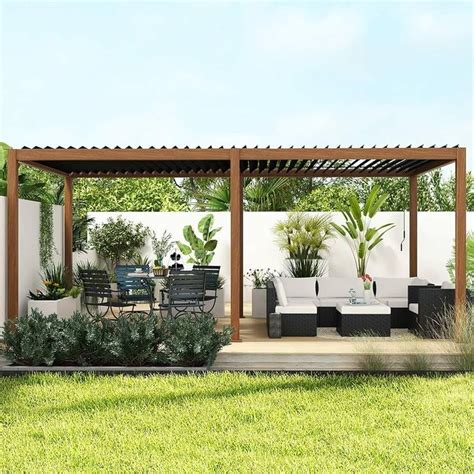 MIRADOR 111S Takasho Louvered Pergola 10Ft X 20Ft Full Aluminum Frame