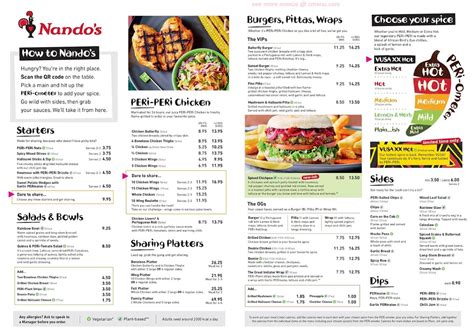 Online Menu Of Nando S Belfast Abbey Centre Restaurant Newtownabbey