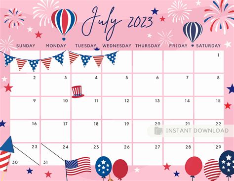 July 2023 Calendar With Holidays Printable Get Latest Map Update