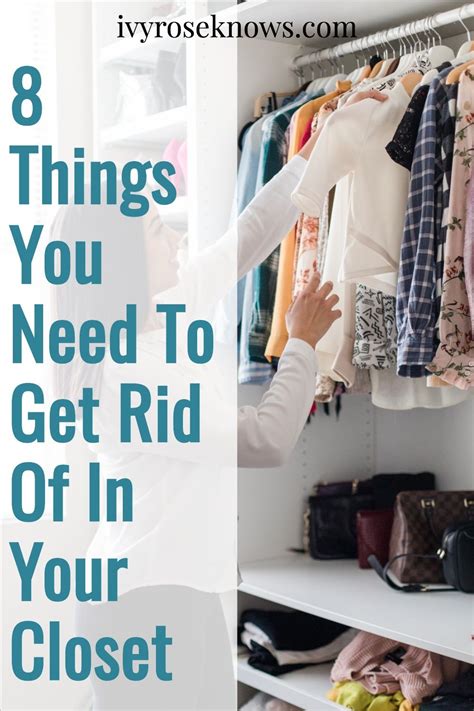 A Woman Looking At Clothes In A Closet With The Words 8 Things You Need