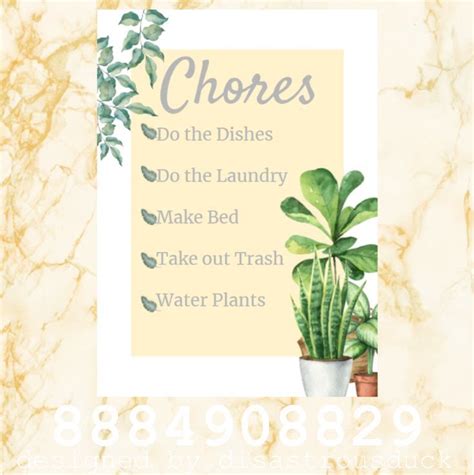 Chore Chart For Bloxburg Bloxburg Decal Codes Chore Chart Bloxburg