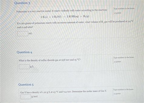 Solved Potassium Is A Very Reactive Metal It Reacts