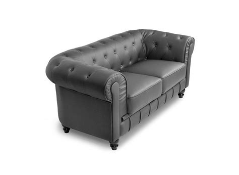 Canape 2 Places Gris Chesterfield DECOINPARIS