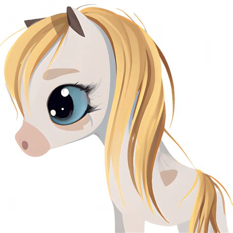 Cute Adorable Fluffy Baby Horse With Dreamy Eyes Cartoon · Creative Fabrica