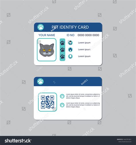 Cat Id Card Designvector Illustration Template เวกเตอร์สต็อก ปลอดค่า