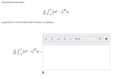 Solved Calculate The Derivative Dxd1x 6t4t 32dt Using Chegg