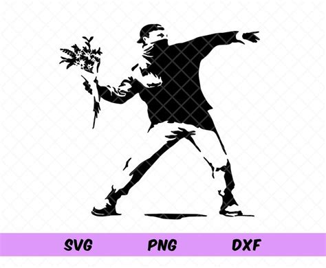 Flower Thrower Svg Banksy Svg Wall Art Svg Love Is In The Air Rage