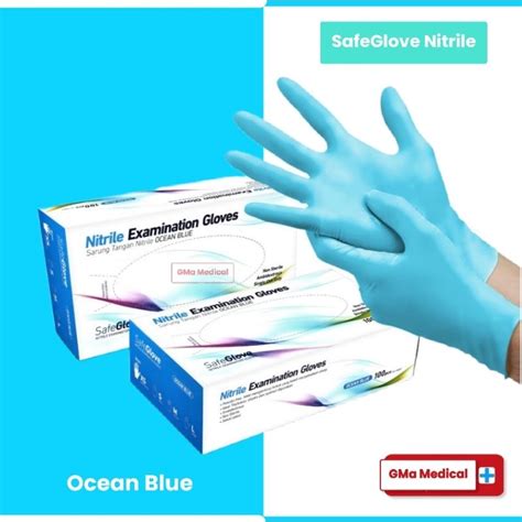 Jual Sarung Tangan Nitrile Ocean Blue Safeglove Nitril Isi Pcs