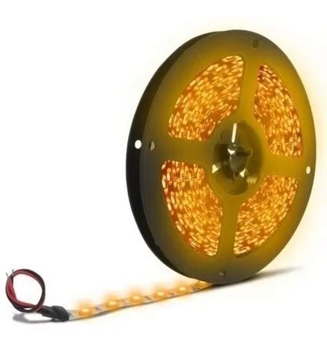 Tira Led 5050 De 5 Metros Con Silicona Ip65 Color De Luz Amarillo