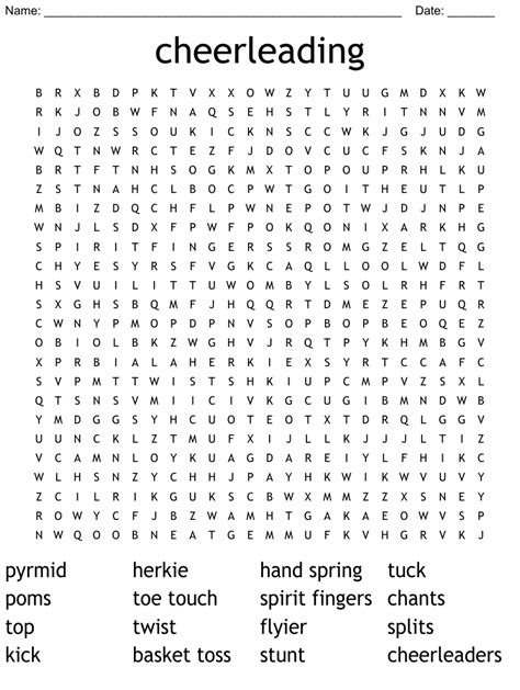 Cheerleading Crosswords Word Searches Bingo Cards Wordmint